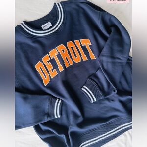 Kiloh + Co Detroit Navy Signature Oversized Striped Crewneck